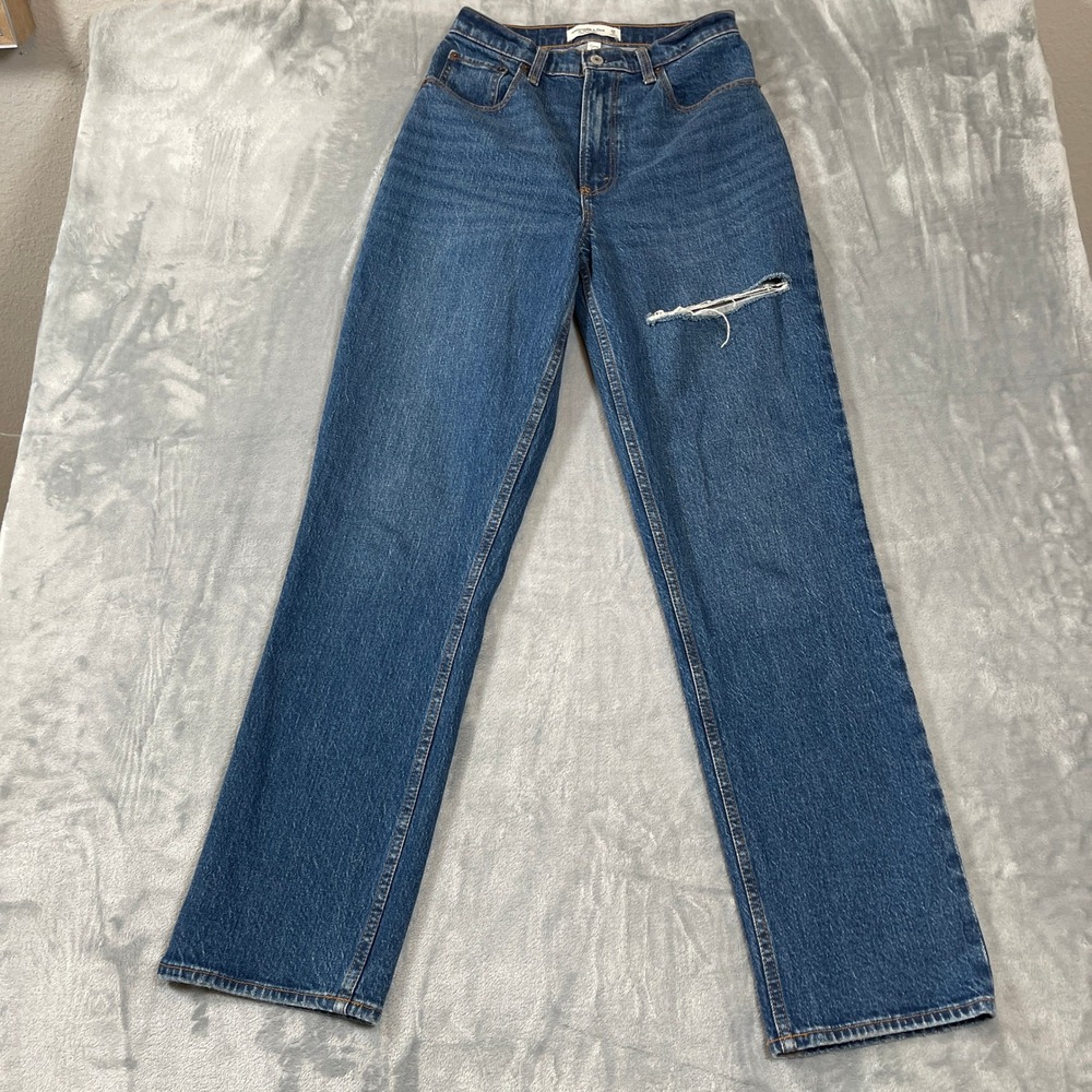 Abercrombie & Fitch Curve Love 90s Straight Ultra High Rise Jeans Blue 26 2R